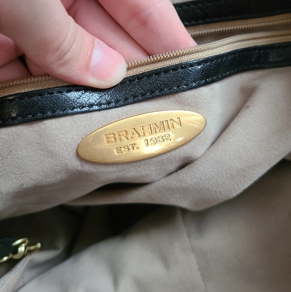 Brahmin Vintage Black & Brown Croc & Tuscan Leather Shoulder Bag - Picture 11 of 16